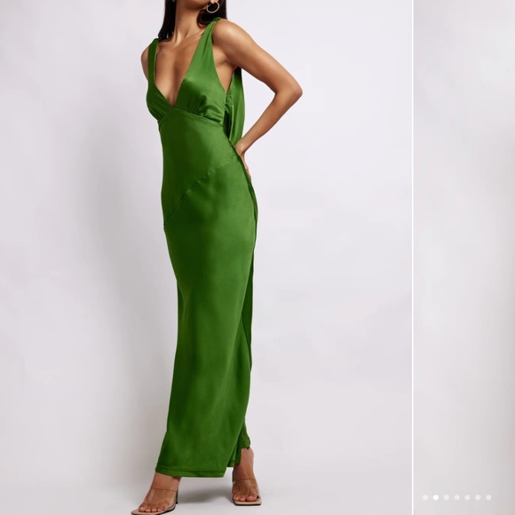 Meshki Dresses & Skirts - Nadia Maxi Satin Dress With Back Cowl - Emerald
